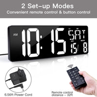 1 x RAW Customer Returns XREXS Digital Wall Clock with Remote Control, 16.5 Large LED Digital Wall Clock, Digital Alarm Clock with Adjustable Brightness, Digital Wall Clock with Time Date Temperature White  - RRP €48.59