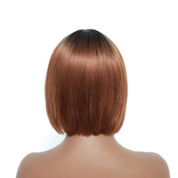 3 x Brand New QIHANG Women s Wig Short Brown Bob with Bangs for 10 Inch Shoulder Length Heat Resistant Straight Synthetic Hair Non-Frontal Lace Wig 1B SR30  - RRP €56.94