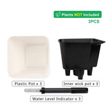 1 x RAW Customer Returns T4U 13cm flower pot plastic white with watering system with indicator square plant pot set of 3, self-watering water reservoir for flower pots, plant pots for houseplants - RRP €27.99