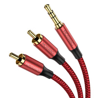 1 x RAW Customer Returns MOSWAG RCA Cable, 3.5mm Male to 2RCA Male Stereo Audio Adapter Dual Shielded Gold Plated Coaxial Cable Nylon Braided AUX RCA Y Cable for Smartphones, MP3, Tablets, Speakers, HDTV - RRP €19.99