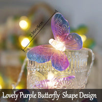 1 x RAW Customer Returns Fielegen 20 LED Butterfly Fairy Lights 3 Meters Battery Operated Purple Butterfly Fairy Lights for Home Bedroom Indoor Garden Wedding Party Holiday Summer Decoration - RRP €14.98