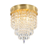 1 x RAW Customer Returns Pluslamp Crystal Chandelier, Crystal Ceiling Light, Mini Copper Chandelier, Flush-Mounted Crystal Ceiling Light Chandelier, Entrance Dining Room Bedroom Brass Light - RRP €65.15