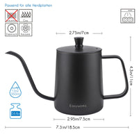 1 x RAW Customer Returns Easyworkz Gage Gooseneck Pour Over Coffee Pot 350ml, stainless steel, gooseneck, long spout, hand drip kettle - RRP €20.15