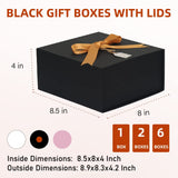 1 x Brand New Gift Box with Lid for Gifts, Small Gift Boxes with Bow, Greeting Cards Double Door Design, Christmas Gift Box Gift Box for Birthday Packaging S 21x20x10cm -2Pack, Black  - RRP €13.1