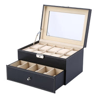 1 x RAW Customer Returns Cocoarm watch box watch case watch box watch box 20 grids watch organizer PU leather jewelry display case with velvet lining jewelry collection wristwatch box, 28.3 x 20.3 x 16.6 cm - RRP €35.49