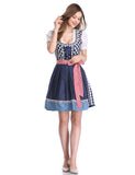 1 x RAW Customer Returns KOJOOIN traditional dress women s dirndl traditional dress short with embroidery exclusive designer for Oktoberfest - THREE pieces dress, blouse, apron checked - blue 36 - RRP €49.99