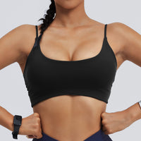 1 x Brand New HAWILAND Sports Bra Women Padded Crossback Bustier without Wire Spaghetti Straps Crossed Bra for Gym Workout Tennis Yoga 4 White M - RRP €27.6