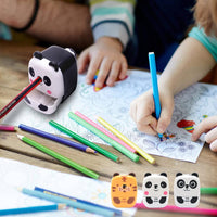 1 x RAW Customer Returns Pencil Sharpener Cute Metal Desk Sharpener Sharpener with Handle Cartoon Animal Pencil Sharpener for Kids Students Office School Panda, 1 Pack  - RRP €13.89