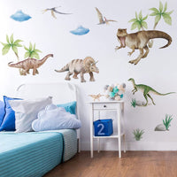 1 x Brand New Runtoo Large Dinosaur Wall Stickers for Boys Tropical Dino Wall Sticker Kids Room Bedroom Baby Nursery Wall Decor - RRP €20.4