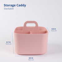 1 x RAW Customer Returns BLUE GINKGO Multipurpose Storage - Stackable Plastic Caddy with Handle Craft Caddy, Desk Caddy, Art Organizers and Containers, Makeup Caddy Square - Pink - RRP €18.29