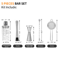 7 x Brand New SAVORLIVING 12oz Cocktail Shaker Set, 5 Piece Stainless Steel Bartender Kit, Bar Tools for Mixing Drinks, Built-in Muddler, Jigger, Bar Spoon, Strainer, Bartender Set as Gift - RRP €244.93