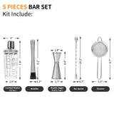 7 x Brand New SAVORLIVING 12oz Cocktail Shaker Set, 5 Piece Stainless Steel Bartender Kit, Bar Tools for Mixing Drinks, Built-in Muddler, Jigger, Bar Spoon, Strainer, Bartender Set as Gift - RRP €244.93