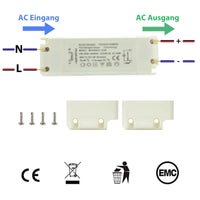 1 x RAW Customer Returns Dimmable electronic transformer 20-105W for halogen. No worries about flattery. Constant output voltage, overvoltage and short circuit protection low voltage  - RRP €21.68