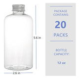 4 x Brand New ZOOFOX 20 Pack Plastic Juice Bottles 350ml Transparent with Caps Reusable Drinking Bottles for Smoothie, Juice, Milk and Other Drinks - RRP €64.52