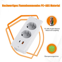 1 x RAW Customer Returns Built-in socket with 1 USB A and 1 Type-C, 2-way table socket multiple socket, table top recessed double plug with 2M cable, built-in power strip for table top worktop furniture, white - RRP €28.8