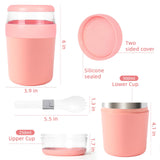 1 x RAW Customer Returns Swkien Muesli cup to go, insulated stainless steel yoghurt cup for on the go with spoon, leak-proof yoghurt large 250ML 500ML , dishwasher safe lunch pot, cereal, cup for work, school, travel pink  - RRP €11.28