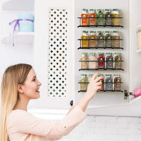 1 x RAW Customer Returns Spice rack wall made of metal, 4 spice racks, cupboard door, spice rack, no drilling, kitchen rack, hanging, self-adhesive for kitchen shelves, 29 x 6.5 x 6.5 cm - RRP €18.0