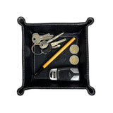 1 x RAW Customer Returns FrasiBags Pocket Tray in Genuine Leather Square, Pocket Empty Centerpiece in Leather, Modern Entrance Key Tray, Pocket Tray Modern Square Design Made in Italy Black  - RRP €34.9