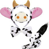 1 x RAW Customer Returns Aoriher 4 Pieces Cow Costume Set Ears Horns Headband Cow Nose Bow Tie and Tail Cow Dress Costume Set Accessories for Kids Halloween Carnival World Book Day Cosplay - RRP €14.0