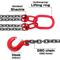 1 x RAW Customer Returns BriSunshine G80 chain sling heavy duty manganese steel sling chain 4 strand crane chain for lifting, with 6.4T load capacity 8mmx1.45m  - RRP €129.99