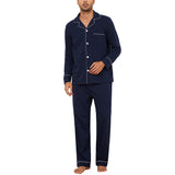 1 x RAW Customer Returns U2SKIIN Men s Long Pajamas 100 Cotton Men s Pajamas Set Men s Pajamas Long Sleeve Pajamas Men s Nightwear Loungewear Sleepwear Dark Blue, L  - RRP €37.99