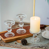 1 x RAW Customer Returns NUPTIO Set of 3 Clear Glass Candle Holders for 75mm Pillar and Taper Candles, 2 Uses Candle Holder Centerpieces for Wedding Decoration, Candle Holder Stick Candle Candlestick for Christmas Decoration - RRP €25.21