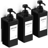 1 x RAW Customer Returns Anhow 3 Pack 500ml Soap Dispenser Wall Mounted, No Drilling Soap Dispenser Set Wall Shower Gel Dispenser with Waterproof Labels for Kitchen Bathroom Lotion Dispensing - Black - RRP €19.67