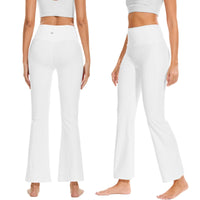 1 x RAW Customer Returns adorence women s yoga trousers, flared trousers, women s leggings flare leggings with bootcut trousers design , high waist yoga trousers, white, L - RRP €29.5