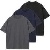 1 x RAW Customer Returns Men s T-Shirt Heavy Oversized Tee, Basic Men s Cotton Top, Unisex Short Sleeve Casual Loose Solid Tops Gray Black Navy Blue L  - RRP €40.33