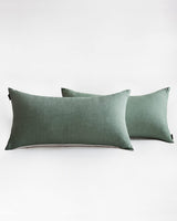 1 x RAW Customer Returns MILDLY pillowcase 40x80 cotton sage green, pillowcases 2 pieces with zipper, similar texture to stone washed linen, OekoTex certified, soft and comfortable - RRP €12.1