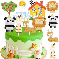 1 x Brand New HGSHUO Cake Decoration Jungle Animals Cupcake Topper Animals Cake Topper Happy Birthday Jungle Cake Decoration Children Birthday Party Cake Decorations 8 Pieces - RRP €19.2