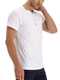 1 x RAW Customer Returns Hisir Henley Shirt Men s Summer Classic Cotton Short Sleeve Button T-Shirt Casual T Shirts for Men White, XXL  - RRP €23.06