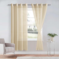 1 x RAW Customer Returns DWCN Sheer Sheer Voile Curtain with Eyelets 2 Pieces for Living Room Bedroom Beige 240 x 132 cm H x W  - RRP €18.44