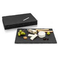 1 x RAW Customer Returns AMAZY Slate Plate Set 6 Pieces incl. Chalk Pen for Writing - Decorative Serving Plates in Natural Slate for Tasteful Serving of Food and Place Settings 30 x 20 cm  - RRP €36.99