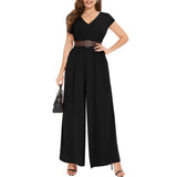 1 x RAW Customer Returns Tanmolo Women s Jumpsuit Elegant Summer Sleeveless V-Neck Overall Wide Leg Romper With Pockets Black, M  - RRP €48.85