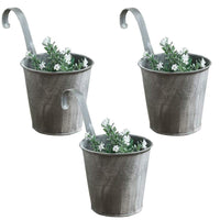 2 x RAW Customer Returns YZNlife set of 3 metal iron hanging pot plant pot with hook iron sheet flower pot vase balcony garden, flower pot for hanging, plant pot with hook - RRP €29.98