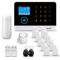 1 x RAW Customer Returns PGST Wireless Home Alarm System, GSM, 4G, DIY WiFi Alarm Kit with 1 Siren, 10 Sensors, 2 Remote Controls and 1 Motion Sensor, 2 RFID, Burglar Alarm Work with Alexa PG103-4G  - RRP €141.18