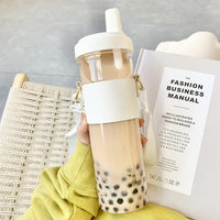 1 x RAW Customer Returns Delmkin Bubble Tea Cup 850ml Drinking Cup Smoothie Cup with Lid and Straw Reusable Glass Cup for Boba Tea Juice Coffee - RRP €16.02