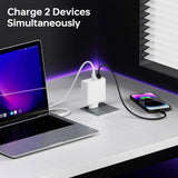 1 x RAW Customer Returns USB C Charger 100W 2-Port USB C Fast Charger for MacBook Pro 15 16 13 14 inch, Macbook Air 13 2020 2019 2018, i-Pad Pro 12.9 11 inch, Samsung Galaxy S22 S23 Ultra Tablet, USB C GaN Power Adapter 100W - RRP €27.22