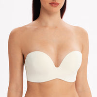 1 x RAW Customer Returns MELENECA Women s Wireless Push Up Molded Cups Strapless Lift Up Bra off white 70C - RRP €30.95