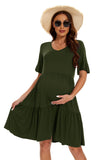 1 x RAW Customer Returns Smallshow Women s Maternity Dress Short Sleeve Summer Pregnancy Maternity Wear Dress Army Green M - RRP €34.99