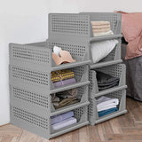 1 x RAW Customer Returns RAIN QUEEN Foldable Wardrobe Storage Boxes Organizer Shelf Cabinet for Kitchen, Bedroom Bathroom Gray, Pack of 3  - RRP €35.99