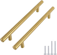 1 x RAW Customer Returns goldenwarm 5 pieces furniture handles 128mm hole spacing gold handles furniture gold cabinet handles gold -LS201GD128 furniture handles gold furniture handles stainless steel 128mm handles for kitchen cabinets gold - RRP €15.6