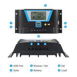 1 x RAW Customer Returns Temank 80A Solar Charge Controller 12V 24V 36V 48V Solar Controller with LCD Display for Lead Acid Lithium Batteries - RRP €86.7