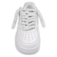 1 x RAW Customer Returns Endoto Thick Shoelaces for Air Force 1, Chunky Twisted Round Cotton Shoelaces with DIY Adjustment Accessories for AF Sneaker Shoes, Big Rope Rope Laces White, Size 12.7mm  - RRP €16.98