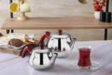 1 x RAW Customer Returns DESTALYA Turkish Teapot Set, Stainless Steel Double Teapots for Stove Top Tea Maker with Handle Samovar Style Self-Heating Tea Kettle Water Warmer, Caydanlik Mini Red  - RRP €41.99