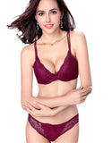 1 x RAW Customer Returns ZUKULIFE Nature Women s Lace Push Up Bra Underwear Sets - Dark Red 36B  - RRP €19.15