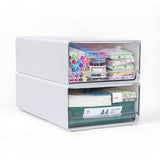 1 x RAW Customer Returns OSTWOLKE 2 Pack Desk Drawer Box A4 Large, Office Organizer Plastic with Drawers Stackable, Storage Box with Drawer for Stationery and Other Office Accessories, Transparent White - RRP €37.99