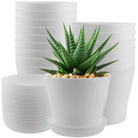 1 x RAW Customer Returns CHEUKYIU 16Pcs 10cm Plastic Pots White Small Plant Pots Round Herb Pots with Multiple Drain Holes for Plants Balcony Decor - RRP €22.8