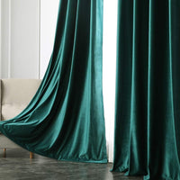 1 x RAW Customer Returns MIULEE Green velvet curtain with eyelets, beautifully soft velvet curtains for decoration, bedroom, living room, pack of 2 opaque velvet curtains, each 245 cm high, thick velvet thermal curtain winter - RRP €40.36